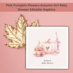 Blush Pink Pumpkin Bloemen Goud Hart Servet