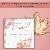 Blush Pink Pumpkin Floral Baby shower Gastboek Notitieboek