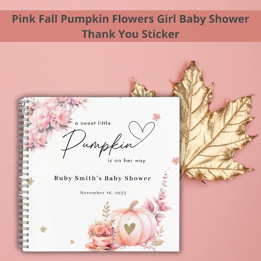 Blush Pink Pumpkin Floral Baby shower Gastboek Notitieboek