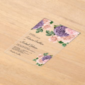 Blush Pink Purple Floral Wedding Acryl Uitnodigingen (Laagn)