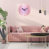 Blush pink purple glitter dust metal name script grote klok