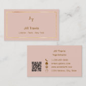 Blush pink QR code Business Card Visitekaartje (Voorkant / Achterkant)