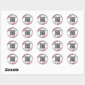 Blush Pink QR-code en aangepaste tekst ronde Stick Sticker (Vel)