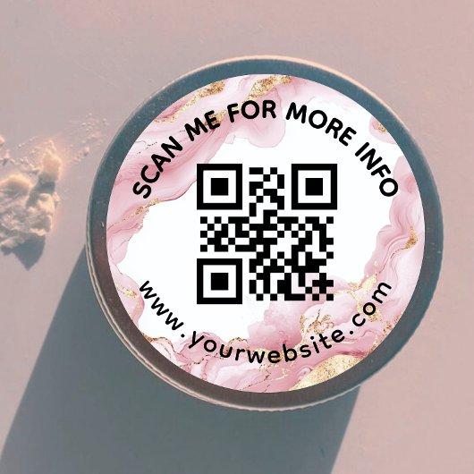 Blush Pink QR-code en aangepaste tekst ronde Stick Sticker
