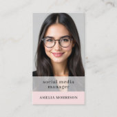 Blush Pink QR Code Foto Minimalist Professional Visitekaartje (Voorkant)