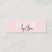 Blush Pink QR Code Hair Stylist Moderne Typografie Mini Visitekaartje (Voorkant)