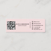 Blush Pink QR Code Hair Stylist Moderne Typografie Mini Visitekaartje (Achterkant)