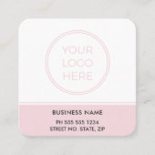 Blush Pink QR Code Logo Square Business Card Vierkante Visitekaartje (Voorkant)