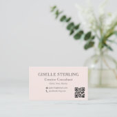 Blush Pink QR Code Minimale Professionele Foto Visitekaartje (Staand voorkant)