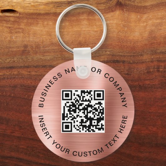 Blush Pink QR Code Modern Business Sleutelhanger (Voorkant)