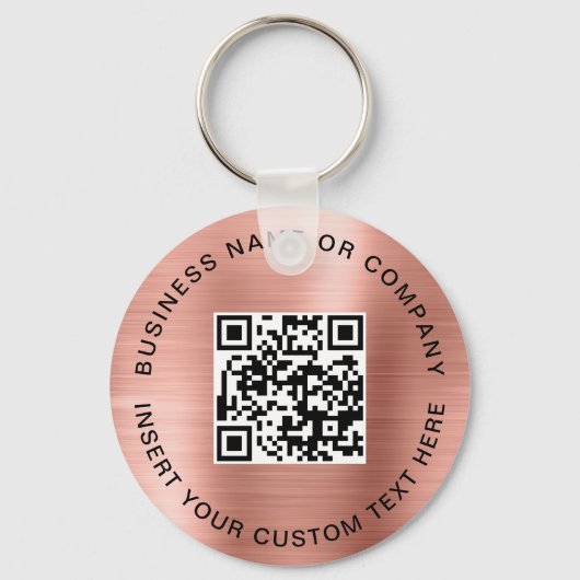 Blush Pink QR Code Modern Business Sleutelhanger (Achterkant)
