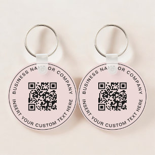 Blush Pink QR Code Modern Business Sleutelhanger