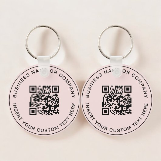 Blush Pink QR Code Modern Business Sleutelhanger