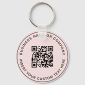 Blush Pink QR Code Modern Business Sleutelhanger (Voorkant)