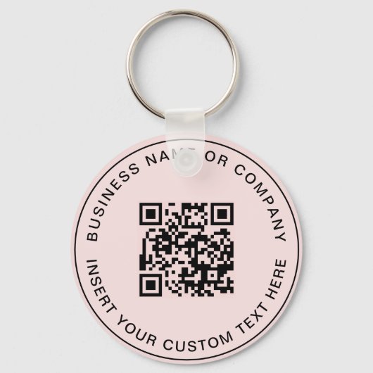 Blush Pink QR Code Modern Business Sleutelhanger (Achterkant)