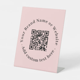 Blush Pink QR Code | Modern Custom Business Reclamebord Met Voetstuk