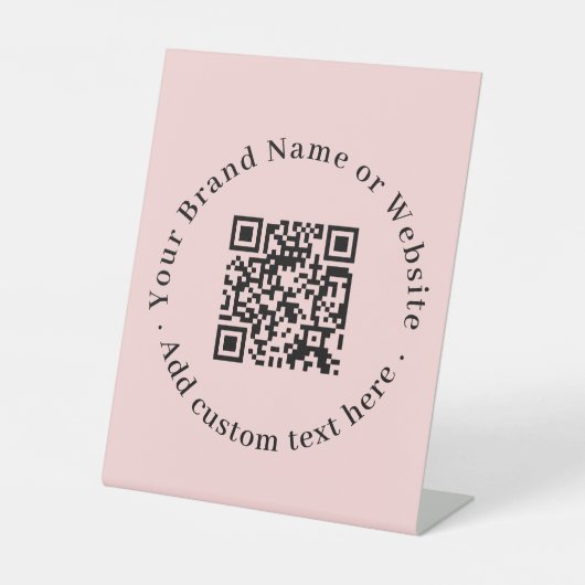 Blush Pink QR Code | Modern Custom Business  Reclamebord Met Voetstuk (Voorkant)