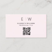 Blush Pink QR Code Monogram Minimalistisch Visitekaartje (Voorkant)