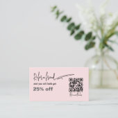 Blush Pink QR Code nagelsalon Referral Kaart Klantenkaartje (Staand voorkant)
