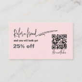 Blush Pink QR Code nagelsalon Referral Kaart Klantenkaartje (Voorkant)