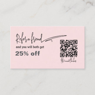 Blush Pink QR Code nagelsalon Referral Kaart Klantenkaartje