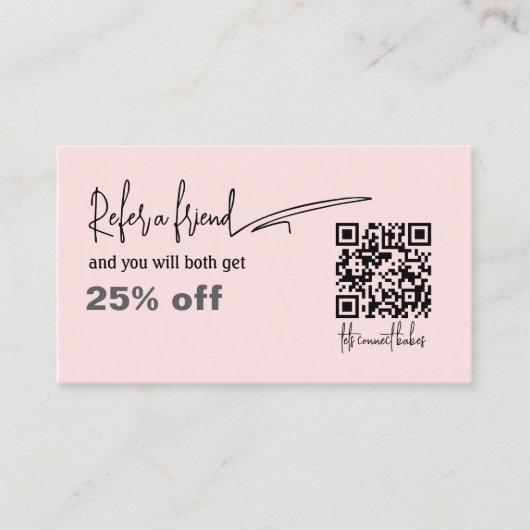 Blush Pink QR Code nagelsalon Referral Kaart Klantenkaartje (Voorkant)