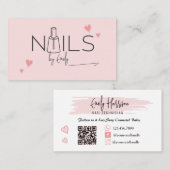 Blush Pink QR CODE Nail Salon Visitekaartje (Voorkant / Achterkant)