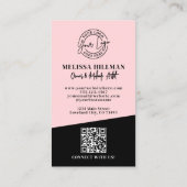 Blush Pink QR Code Photo Logo Makeup Vertical Visitekaartje (Achterkant)