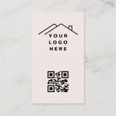Blush Pink QR Code Real Estate Agent Photo Logo Visitekaartje (Achterkant)