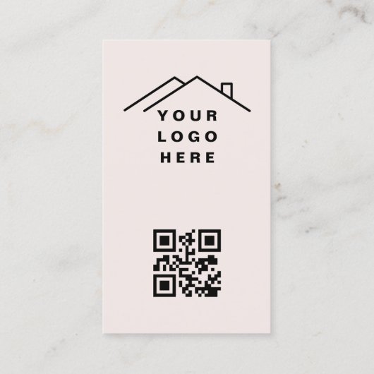 Blush Pink QR Code Real Estate Agent Photo Logo Visitekaartje (Achterkant)