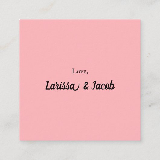 Blush Pink QR Code RSVP Card  Vierkante Visitekaartje (Achterkant)