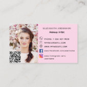 Blush pink qr code social media foto visitekaartje (Achterkant)