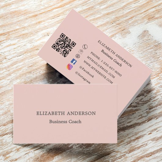 Blush pink qr code social media visitekaartje
