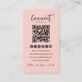 Blush Pink QR Code Verbind met ons Social Media Visitekaartje (Voorkant)