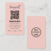 Blush Pink QR Code Verbind met ons Social Media Visitekaartje (Voorkant / Achterkant)
