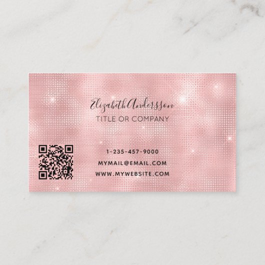Blush pink qr code visitekaartje (Achterkant)