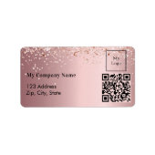 Blush pink QR code zakelijk logo retouradres Etiket (Voorkant)