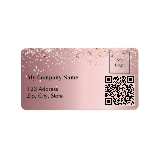 Blush pink QR code zakelijk logo retouradres Etiket (Voorkant)