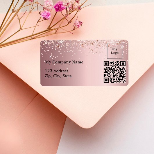 Blush pink QR code zakelijk logo retouradres Etiket