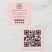 Blush Pink QR | Google Reviews Custom Feedback  Vierkante Visitekaartje (Voorkant / Achterkant)