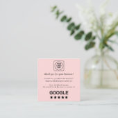 Blush Pink QR | Google Reviews Custom Feedback  Vierkante Visitekaartje (Staand voorkant)