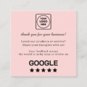 Blush Pink QR | Google Reviews Custom Feedback  Vierkante Visitekaartje (Voorkant)