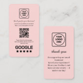 Blush Pink QR | Google Reviews Custom Feedback Visitekaartje (Voorkant / Achterkant)