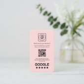 Blush Pink QR | Google Reviews Custom Feedback Visitekaartje (Staand voorkant)