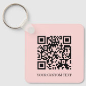 Blush Pink QR | Minimalist Custom Text Keychain (Voorkant)