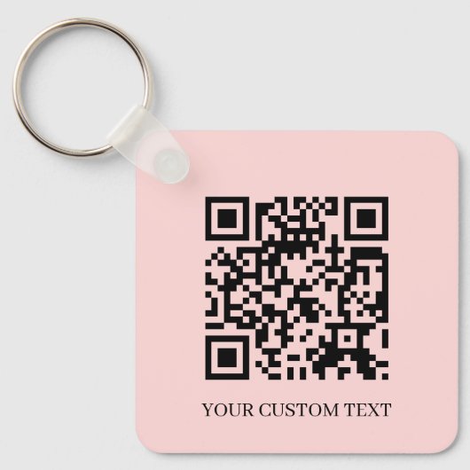 Blush Pink QR | Minimalist Custom Text Keychain (Voorkant)