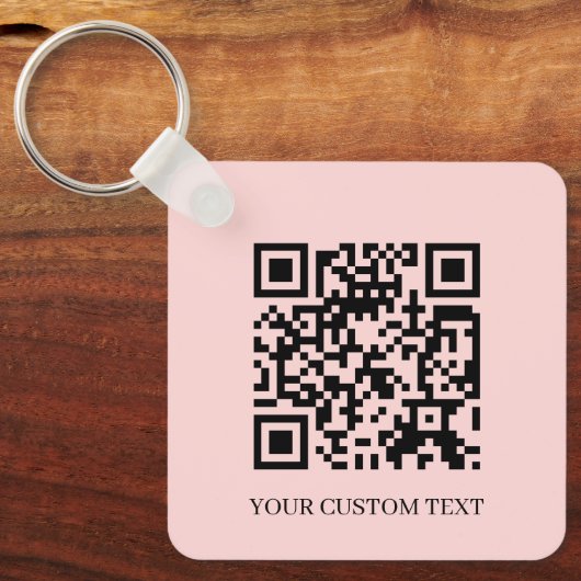 Blush Pink QR | Minimalist Custom Text Keychain (Voorkant)