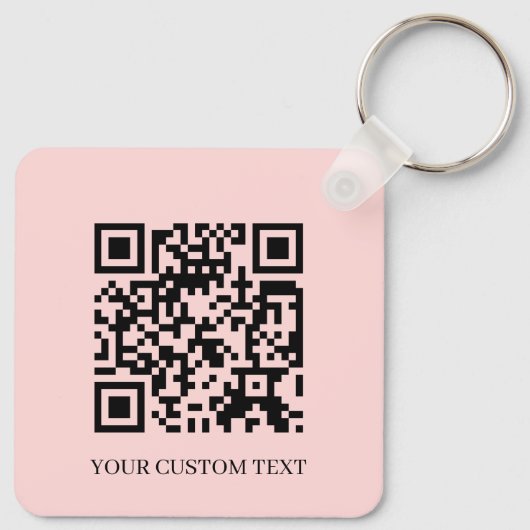 Blush Pink QR | Minimalist Custom Text Keychain (Achterkant)