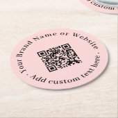 Blush Pink QR | Modern Feminine Elegant Scan Ronde Kartonnen Onderzetter (Gebogen)
