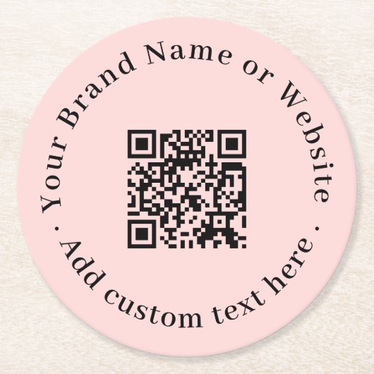 Blush Pink QR | Modern Feminine Elegant Scan Ronde Kartonnen Onderzetter (Voorkant)